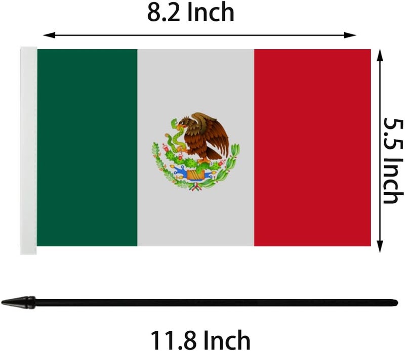 Zigvert US & Mexico Twin Desk Flag Set - Miniature American & Mexican Combination Flag for Room Display - Image 3